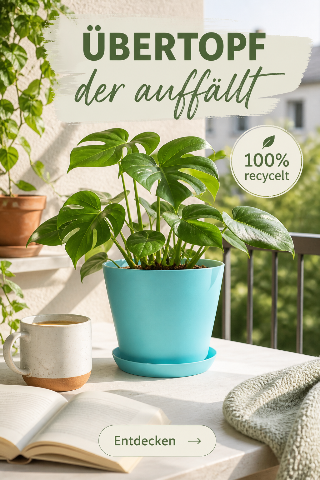 KINGLAKE bunte Blumentoepfe 8er Set kleine Pflanztoepfe Fensterbank