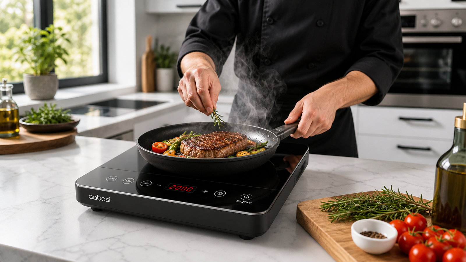 Mobile Induktionskochplatte mit Booster Funktion und Touch Bedienung