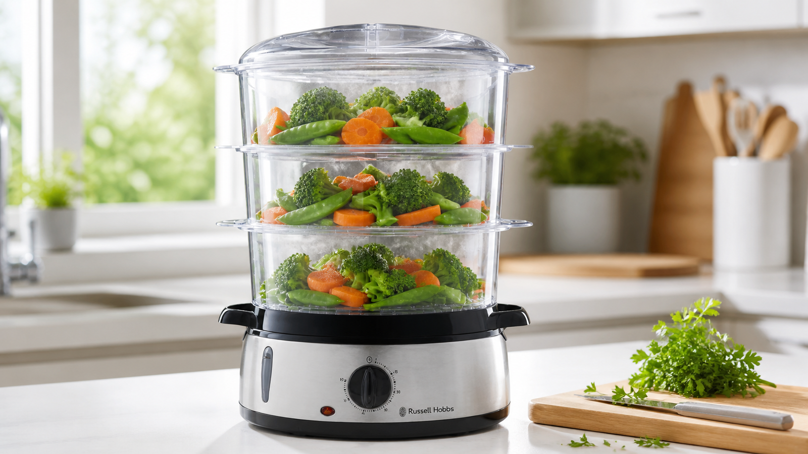 Russell Hobbs Dampfgarer mit drei Behältern für gesundes Kochen